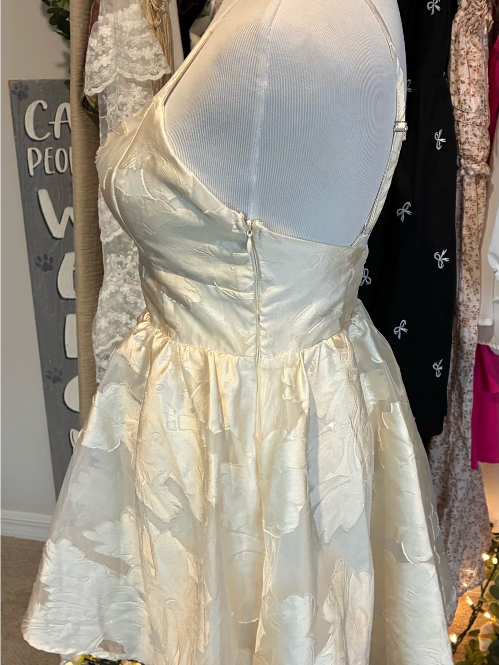 Altar'd State Ivory Floral Jacquard Mini Dress - Picture 10 of 13